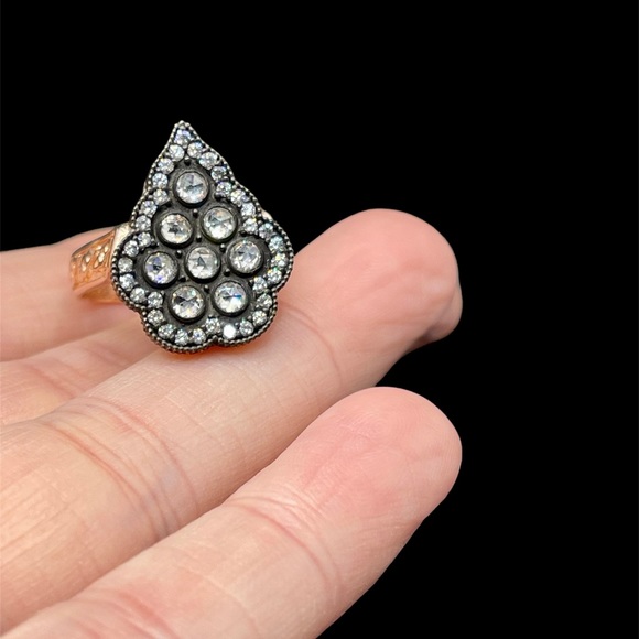 Spectacular rose gold vermeil crystal ring - Picture 1 of 4